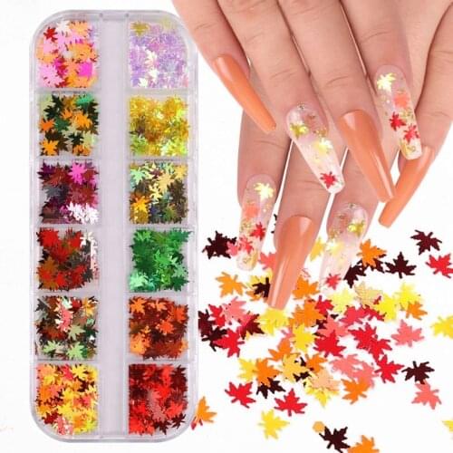 Epoxy Resin Maple Glitter Leaf Holographic Chunky Sequins Leaf Resin Fillings B36D