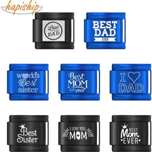 Hapiship Original Daisy Best Mom Dad Sister Love Mom Dad Siste Charm Fit 9mm Bracelet Stainless Steel Jewelry Making DJ151-D