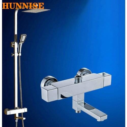 Chrome Thermostatic Shower Set Luxury Bathroom Fixture Solid Brass Bathroom Shower Mixer Set Chrome Bath Shower System