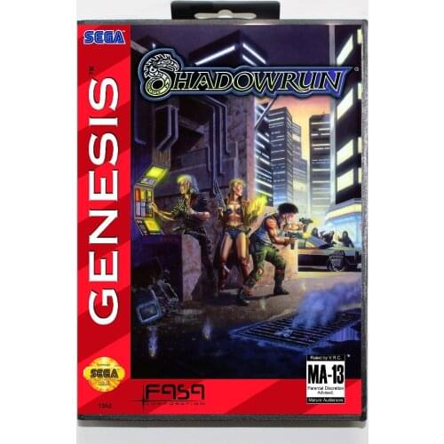 Shadowrun Game Cartridge 16 bit MD Game Card With Retail Box For Sega Mega Drive For Genesis