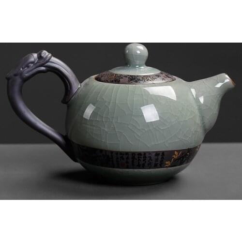 Chinese Kungfu tea set teapot ceramic ice cracked single pot home black tea Tieguanyin tea maker large and simple modern kettle