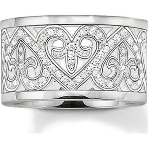 Arabesque Heart to Heart Rings, Fashion 925 Sterling Silver White CZ Thomas Style Ring Ts Jewelry Best Romantic Gift for Women