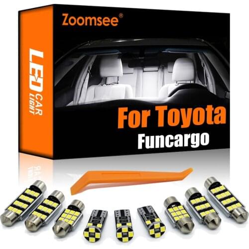 Zoomsee 9Pcs Interior LED For Toyota Funcargo 1999-2005 Canbus Vehicle Bulb Indoor Dome Map Reading Trunk Light Auto Lamp Kit