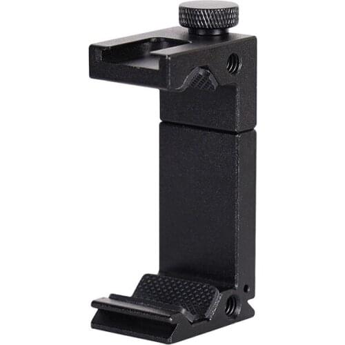 Metal Phone Tripod Mount with Hot Shoe Mount, Support Vertical and Horizontal, Universal Adjustable Clamp Smartphone Mount