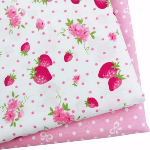 100% Cotton Fabric Meters for Girl Dress Diy Sewing Patchwork Quilting Cloth Baby Bedding Sheet Tissue Fruit Strawberry Bow Dot