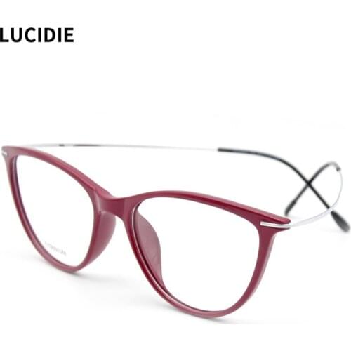 LUCIDIE 2020 New Classic Men Beta-Titanium 10g Ultralight Glasses Frames Women Myopia Optical Eyewear Cat Eye Eyeglasses Frame