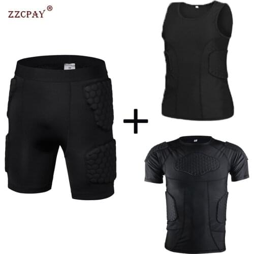 Mens Padded Protective Gear Suit Training Suit Suitable for Football Basketball Paintball Rib Protector Pants Training Set