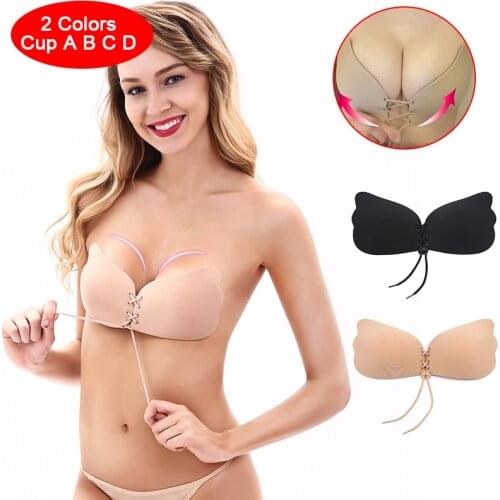 Invisible Silicone Push Up Strapless Wing-shaped Women Silicone Bra Self Adhesive Sticky Gel Seamless Strapless For Dress