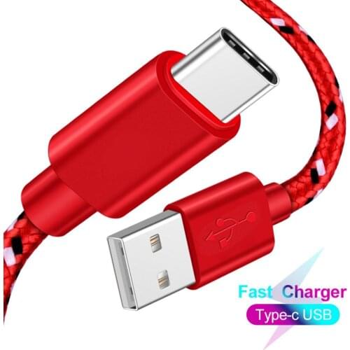 Nylon Weave Type C Cable 1 2 3m Fast Charging For Samsung Galaxy S10 S9 S8 Plus Type-c Data Cable for Xiaomi Redmi Note 7 MI 9 8