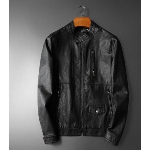 New Men Autumn Jackets Fashion Casual Motorcycle PU Leather Jacket Men Faux Leather Jaqueta De Couro Masculina Leather Coat