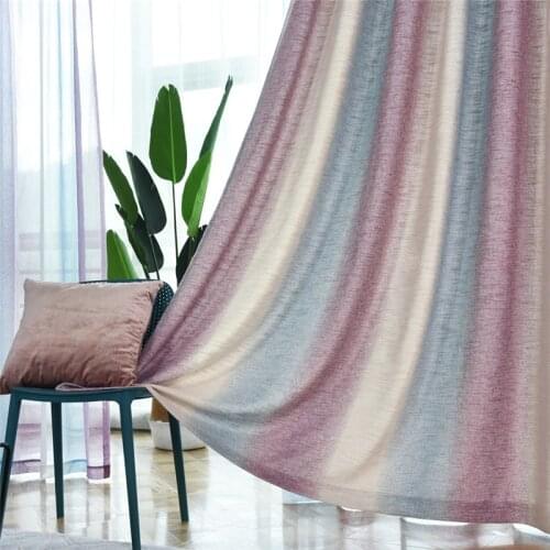 Newest Blackout Curtains for Living Room 1 Piece Hemp Fabric Elegant Kitchen Window Door Drapes Kitchen Purple Blue Panels Cheap
