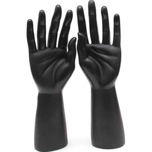 One Pair PE Male Mannequin Hand, Realistic Black Manikin Dummy Hands For Gloves Display