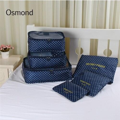 Osmond 6PCS/Set Travel Bags Shoes Clothes Toiletry Organizer Luggage Traveling Baggage Stripe Bag 210D Waterproof Oxford