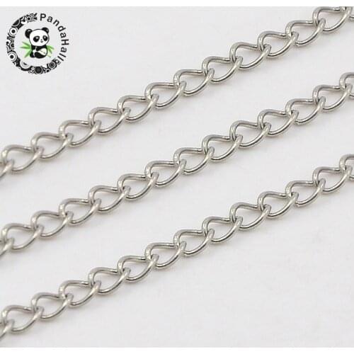 316 Stainless Steel Twisted Chains Curb Chain, Stainless Steel Color, 2.5x1mm
