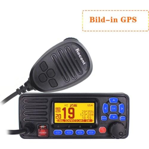 25W VHF 156.000-162.000MHz Fixed Marine Radio with GPS Walkie talkie IP67 Waterproof Mobile Boat VHF Radio Recent RS-509MG