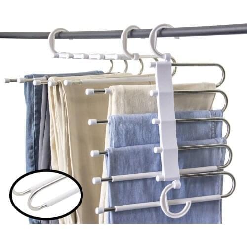 S-Type Multi-Purpose Pants Hangers Rack Stainless Steel Magic for Hanging Trousers Jeans Scarf Tie Clothes Hanger