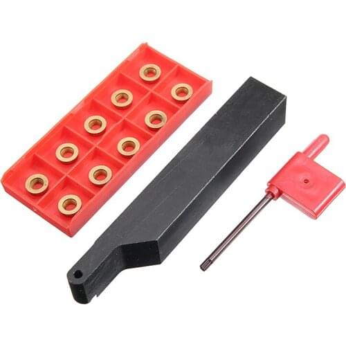 SRAPR2020K10 Milling External Lathe Blade Turning Tool Holder Boring Bar + 10pcs RPMT10T3MO Inserts + Wrench Lathe Machine Tool