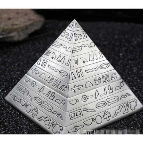 Creative fashion decoration classic ancient Egyptian metal carving pyramid with ashtray of ashtray Home Arts Crafts Copper