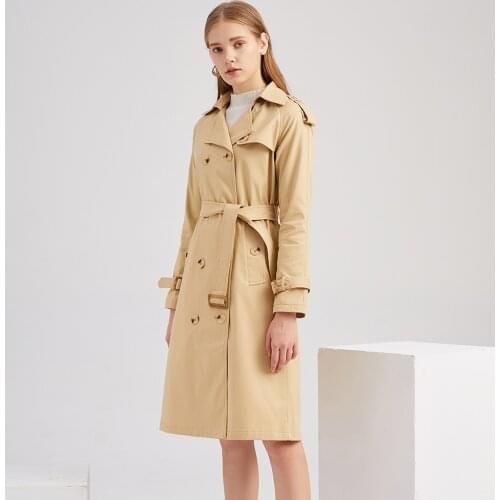 Fashion Long Windbreaker Womens 2021 Autumn and Winter New Style Waist Cotton Fashion Long-sleeved Lapel Long Coat