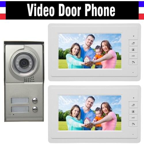 2 Units Apartment Video Door phone System 7" Monitor Video Intercom Aluminum Alloy Camera for 2-households video Doorbell