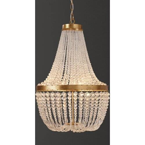 Vintage Gold chandelier lighting K9 crystal bead suspension chandelier retro hanging lights living room bedroom kitchen dining