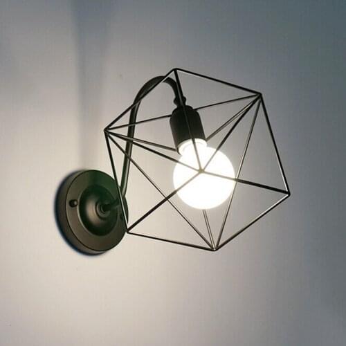 Vintage Iron Cage Wall Lamp Retro Loft Hallway Stairs Lampe Light Bathroom Wall Sconces applique murales luminaire arandela