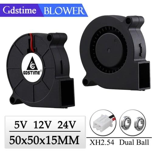 5 Pcs Gdstime DC 5V 12V 24V 5015 50mm 5cm 50mm x 15mm Two Ball Bearing Brushless Cooling 50x50x15mm 50x15mm Exhaust Blower Fan