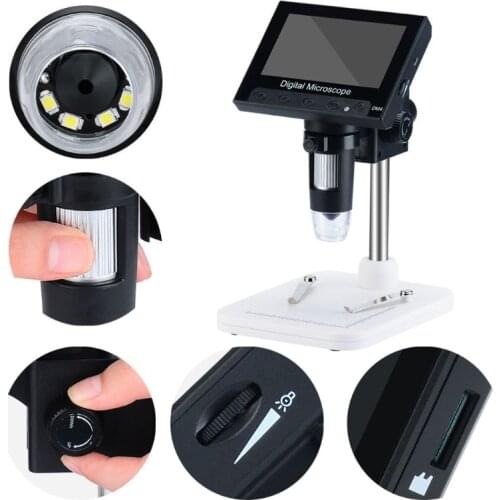 1000X Digital Microscope Camera Video 720p with 4.3" LCD Screen & Holder & 8 Led