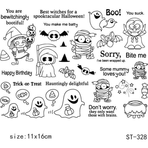 AZSG Halloween little ghost Clear stamps/Seals scrapbooking photo album Decorative Card Making/Album Silicone Decoration crafts