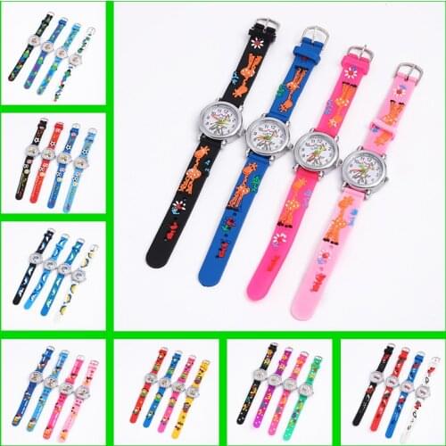 Low Price Clearance ,16 Kinds of Cartoons Styles Football Cat Children Watches 3D Silicone Strap Kids Watch Girl Boy Gift Clock