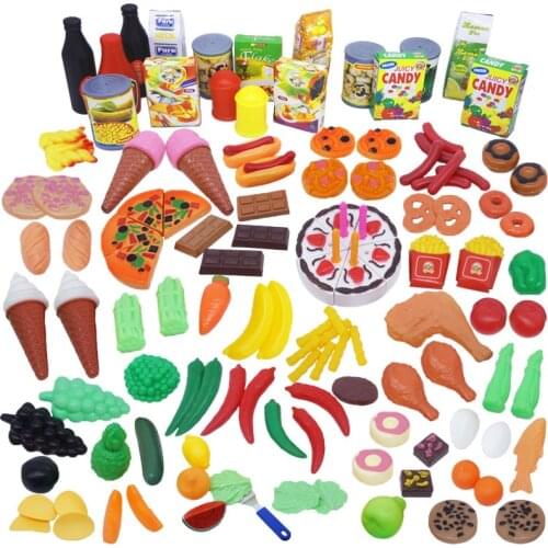 Kids Toys Pretend Play Simulation French Fries Hamburger Hot Dog Cake Kitchen Food Set Educational Toys Model Toys for Girls Boy