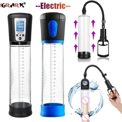 LCD Display Electric Penis Pump Vacuum Pump Sex Toys For Adult Men Gay 18+ Penis Enlarger Male Penile Erection Training Extender