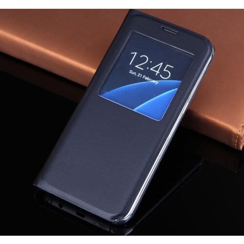 Slim Window View Flip Cover Shockproof Leather Case Cell Phone Carrying Bag Mask For Samsung Galaxy S8 / S8 Plus / S7 / S7 Edge