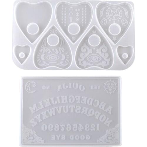Gothic Witchcraft Ouija Board Heart Planchette Pendant Keychain Resin Mold Epoxy Silicon Mould For Jewelry DIY Craft