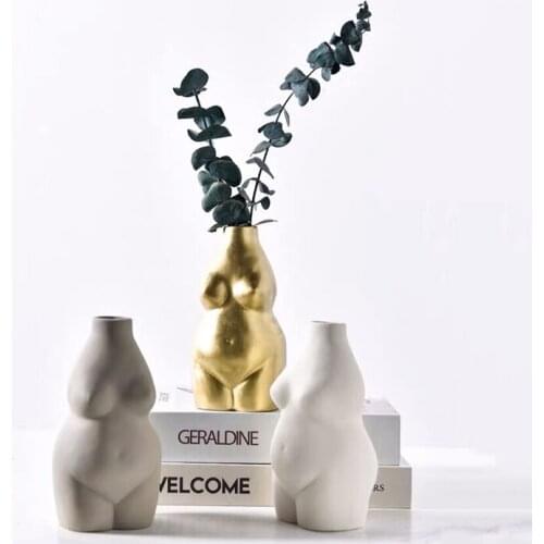 Ceramics Body Art Female Nude Flower Pot Tabletop Personality Fun Abstract Vase Home Living Room Accessories Flower Vase Decor