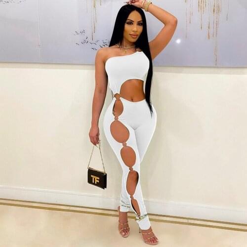 Autumn Spring Jumpsuit Women Strapless Hollow Sexy Bodysuit One Piece Club Outfits Sports Lounge Streetwear Wholesale Items