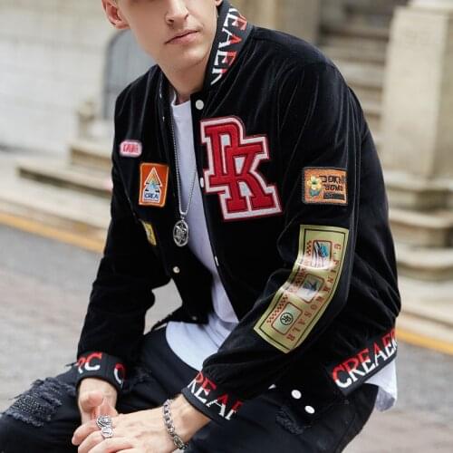 Jackets Autumn Long Sleeve Single Breated Hip Hop Badge Embroidery Mens Jackets And Coats Streetwear Mens Casual Baseball Jacket