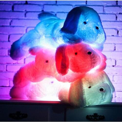 HOT Cute Colorful Luminous Dog Plush Pillow Doll Boys Girl Adult Toys Car Stuffed Comfort Ornaments Kids Birthday Christmas Gift