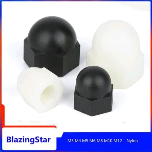 M3 M4 M5 M6 M8 M10 M12 Nylon Nut Decorative Cover Nylon Nut, White or Black