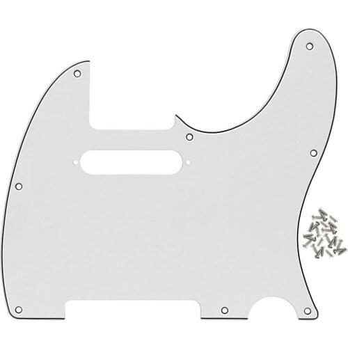 FLEOR 3Ply White TL Guitar Pickguard Scratch Plate w/Screws for 8 Holes American/Mexican TL Style Guitar Accessories
