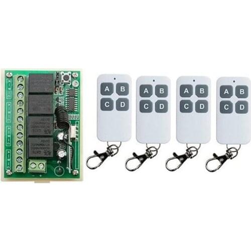 NEW DC12V 4CH 4Channe 10A RF wireless remote control switch System, 4 X Transmitter + 1 X Receiver,315/433 MHZ