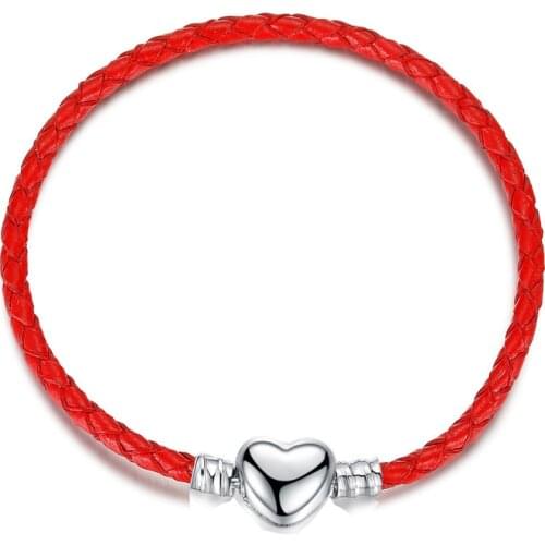 The new fashion charm original love button braided cowhide rope bracelet fits the original Pandora ladies beaded bracelet