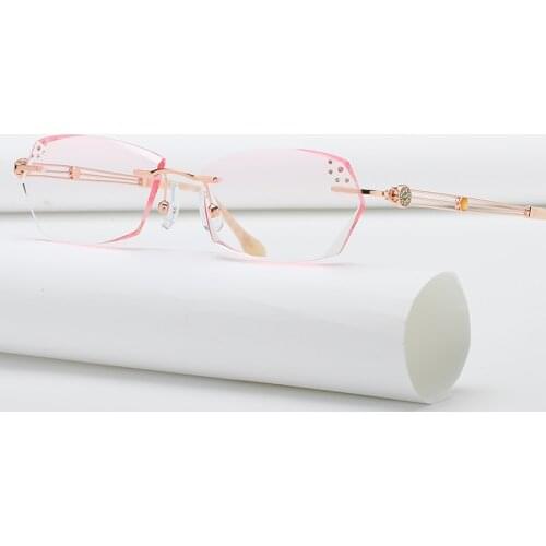 ZIROSAT 52008 Alloy Rimless Diamond Cutting Woman Glasses Frame Optical Prescription Eyeglasses Woman Eyewear Fashion