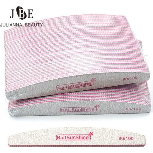 50Pcs/lot Zebra Curve Nail File Double Side Nail 80/100 Art Polishing Sanding Manicure And Pedicure Salon Tools