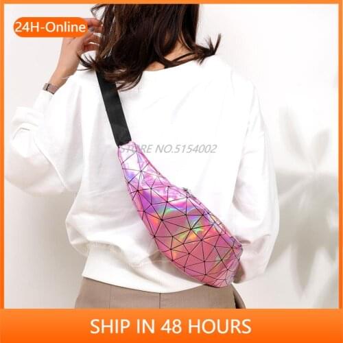 Women Men Waist Packs Patent Leather Geometric Crossbody Shoulder Chest Fanny Belt Bags Unisex Pouch for Travel Accessories
