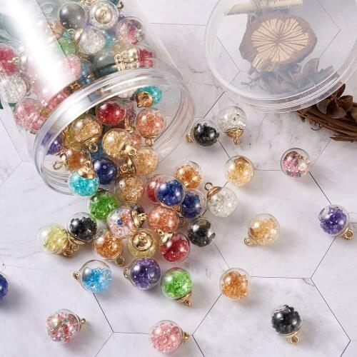 90pcs Transparent Glass Ball Charms Pendants with Glass Rhinestones CCB Plastic Findings for Jewelry DIY Crafts Making Earrings