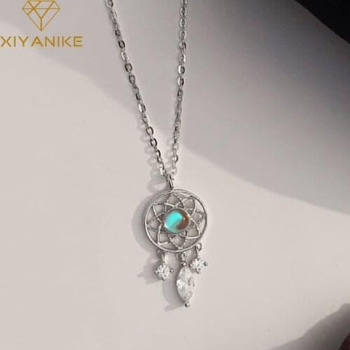 XIYANIKE Real 925 Sterling Silver Charm Necklace for Women Creative Fashion Hollow Geometric Pendant Elegant Party Jewelry Gifts