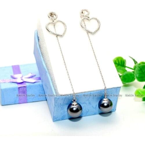 S925 Sterling Silver Long Chains Dangle Earrings Natural Red Black Agate Sheel Ball Hollow Out Shape New Fashion Women Jewelry