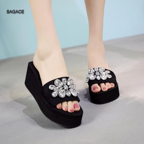 SAGACE Spring Women Ladies Girls Crystal Wedges Sandals Slippers Shoes Sandals Summer Shoes 2020 Beach Vintage Sandalias Mujer