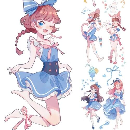 Happy Blue Dress Girl Special Oil Washi Tapes Bullet Journal Masking Tape Adhesive Tape DIY Scrapbooking Washi Stickers